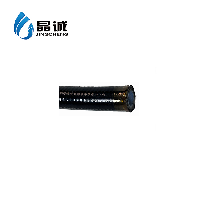 Smooth PTFE Hose With Two Layers 304 Stainless Steel Wire Braided And Out Layer Covered by Black TPU