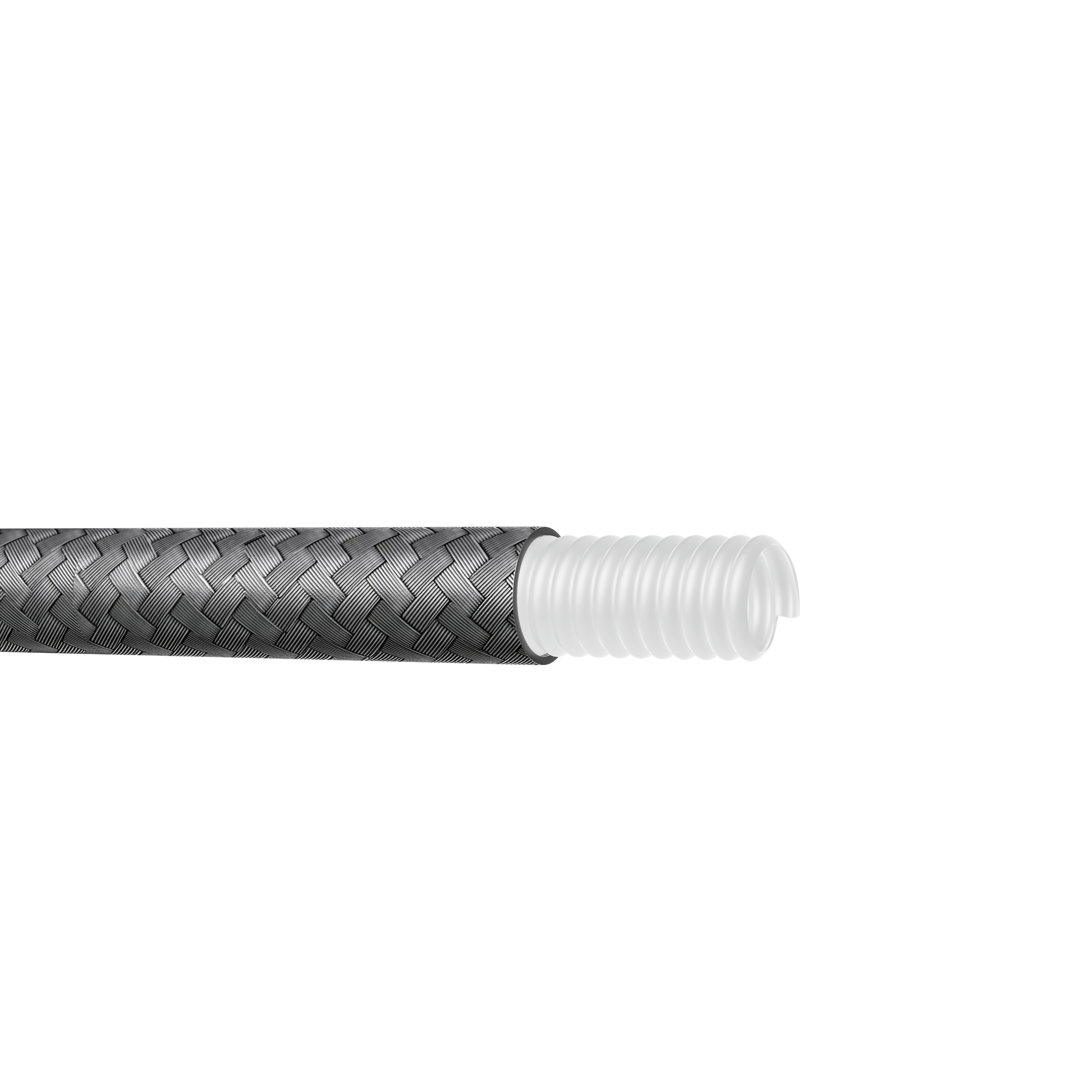 Convoluted Braided PTFE Hose for Reducing Fitting Count in Compact Process Machinery 