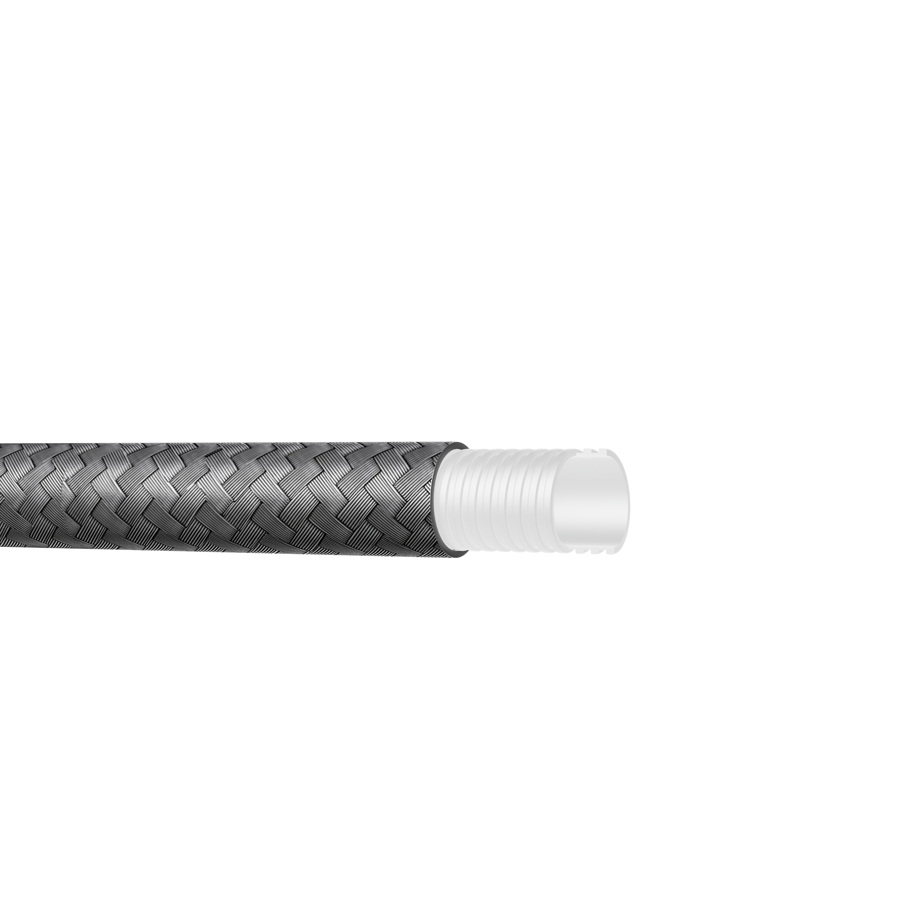 Custom Diameter PTFE Inner Smooth Outer Corrugated Braided Hose 1/4" to 1-1/4" with 304 Stainless Steel Reinforcement