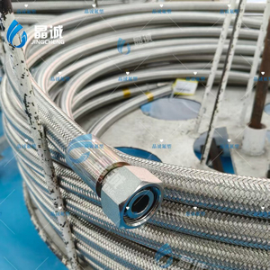 304 Stainless Steel Braided Inner Spiral Convoluted PTFE Hose for Tight-Bend Pharmaceutical, Food and Chemical Piping