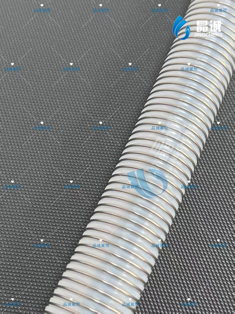PTFE Inner Smooth Outer Corrugated Hose with Spring | Custom PTFE Hose Manufacturer